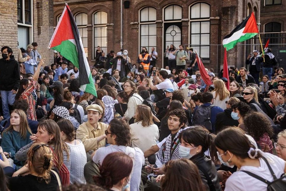 Amsterdam pro-Palestinian student protest disperse by police