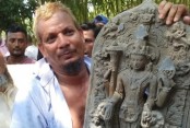 Statue made of touchstone recovered from Thakurgaon pond